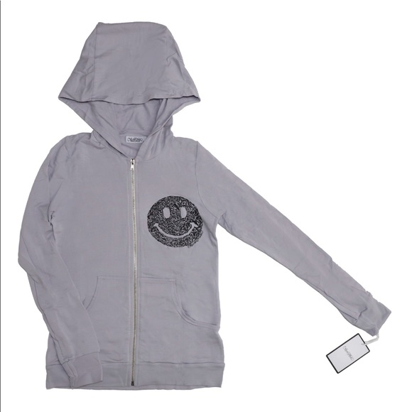 Lauren Moshi Sweaters - Lauren Moshi Zip up Hoodie - Gun Happy Face Print